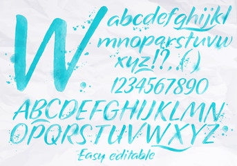 Fototapeta premium Modern alphabet blue color.