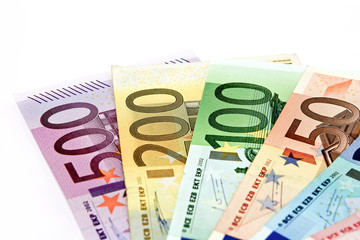 Geldf&auml;cher mit 500, 200, 100, 50 Euroscheinen