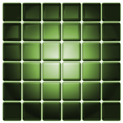 Glass window panel of squares abstract in green