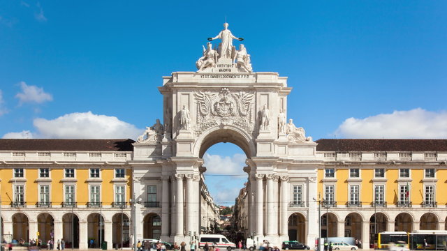 4k timelaspe of commerce square - Parça do commercio in Lisbon