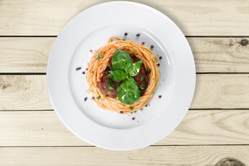 Lasagna, italian pasta, tomato slice.