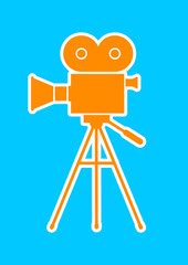 Movie camera icon on blue background