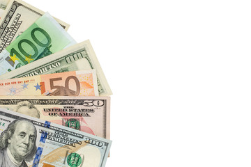 money on a white background