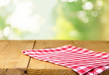 Checked. Background for product montage with tablecloth on