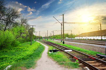 Fototapeta na wymiar Poles on a railway