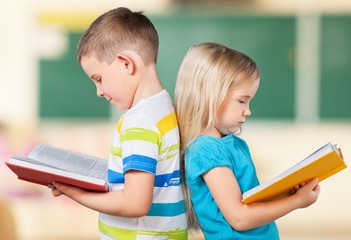 Reading. Curious children