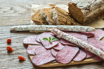 Salami with bread