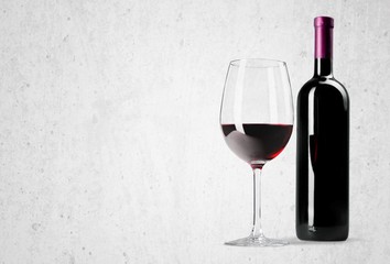 Wine Bottle. Red wine bottle and glass, isolated on white