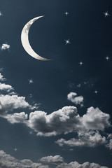 Fototapeta na wymiar Evening sky and moon