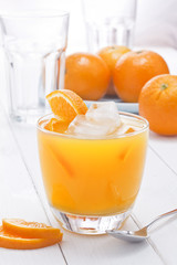 An orange juice and oranges,