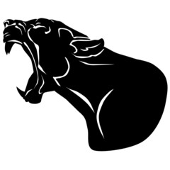 Obraz premium Snarling black panther with huge tusks