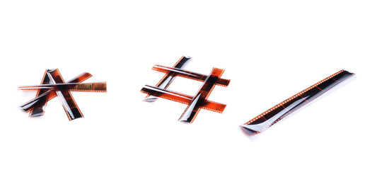 Old photo film negative isolated on white.