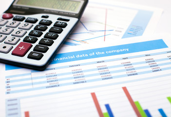 Business document. Calculator. Finance data