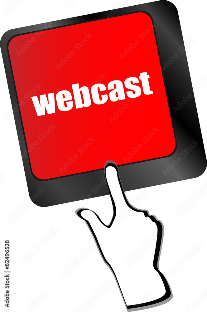 Poster keyboard key with webcast web button vector
