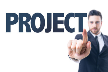 Business man pointing the text: Project