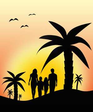 Family walking on vacation