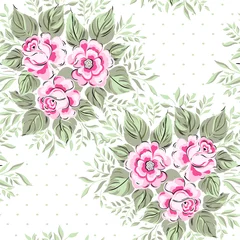 Schilderijen op glas Beautiful seamless floral pattern, rose background © ka_lou