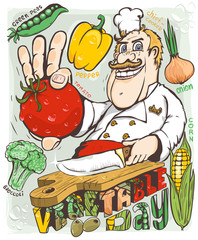 Chef vegetable day vector illustration