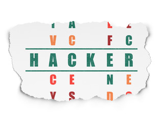 Security concept: word Hacker in solving Crossword Puzzle