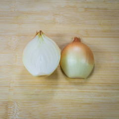 White onion on wood