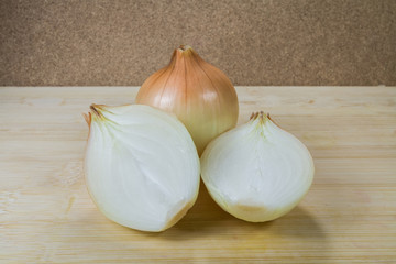White onion on wood