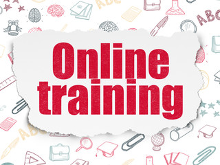 Education concept: Online Training on Torn Paper background