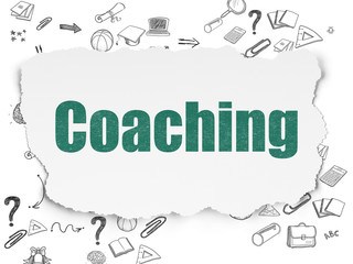 Education concept: Coaching on Torn Paper background