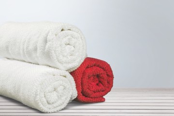 Fototapeta na wymiar Towel. Rolled up Bath Towels