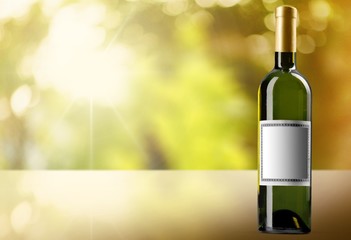 Bottle. Bottle of White Wine w/ Blank Label (Path Included)
