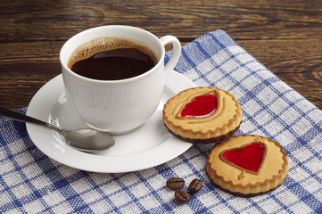 Coffee and cookies with jam