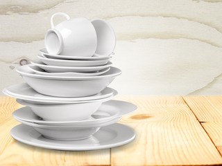 Dishware. Stack of plates