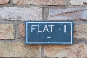 Flat Number 1 one sign