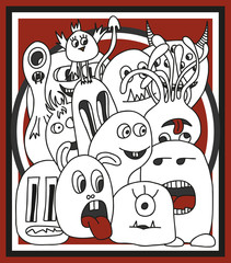 Funny cartoon monsters card
