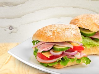 Sandwich. Fresh multi-grain turkey/chicken sub on white