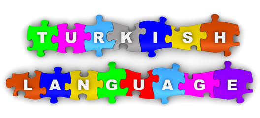 Fototapeta premium Turkish language. Word on puzzles