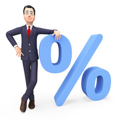 Businessman With Percent Indicates Company Trade And Merchandise