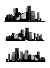 Obraz premium Black and white panorama cities. Vector art