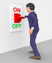 Businessman Switched Off Shows Conserve Energy And Control