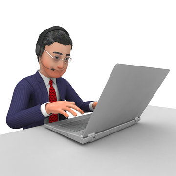 Businessman Working Online Means World Wide Web And Biz