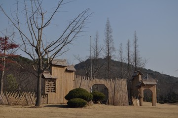 bamboo house in the grassland