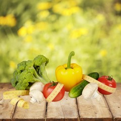 Healthy Eating. Healthy Food Wrapped in a Tape Measure