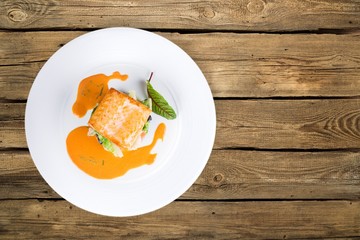 Salmon, fish, food.