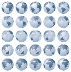 Obraz premium Stylized images of different rotation phases of globe