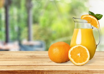 Juice. Oranges, Juice and Leafs