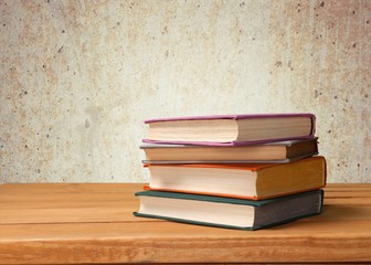 Summer. Old vintage books over beautiful bokeh background