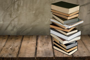 Book. Books stacked up w/path