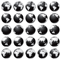 Stylized images of different rotation phases of globe