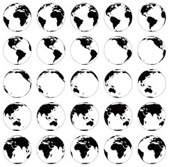 Stylized images of different rotation phases of globe