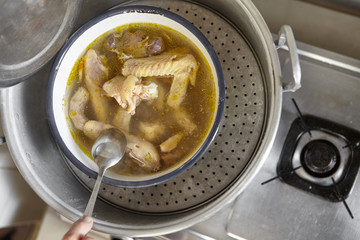 Chinese herbal chicken soup