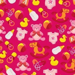 Obraz premium Pink Baby Girl Seamless Pattern Background